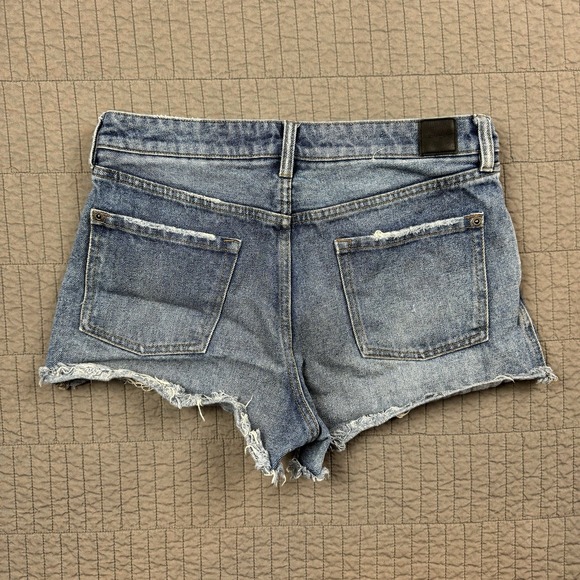 RVCA Denim Shorts Women 27 Blue Boyfriend Fit Distressed Surfer Summer - Picture 4 of 12